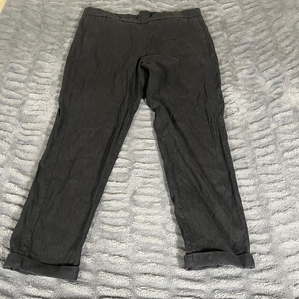 J. Jill Black Linen Stretch Pull On Tapered Cuffed Pants Large AP956 - Picture 1 of 7